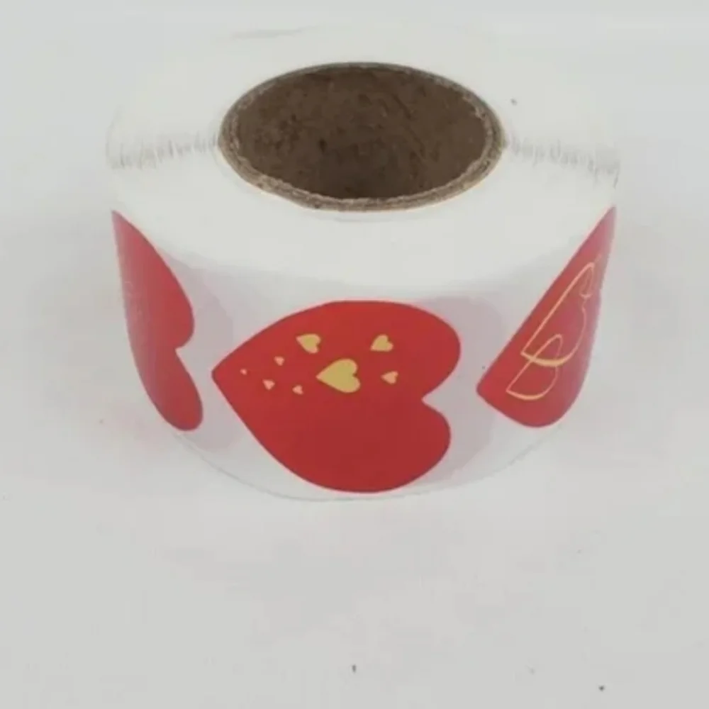 500 Pieces Roll Heart Sealing Sticker